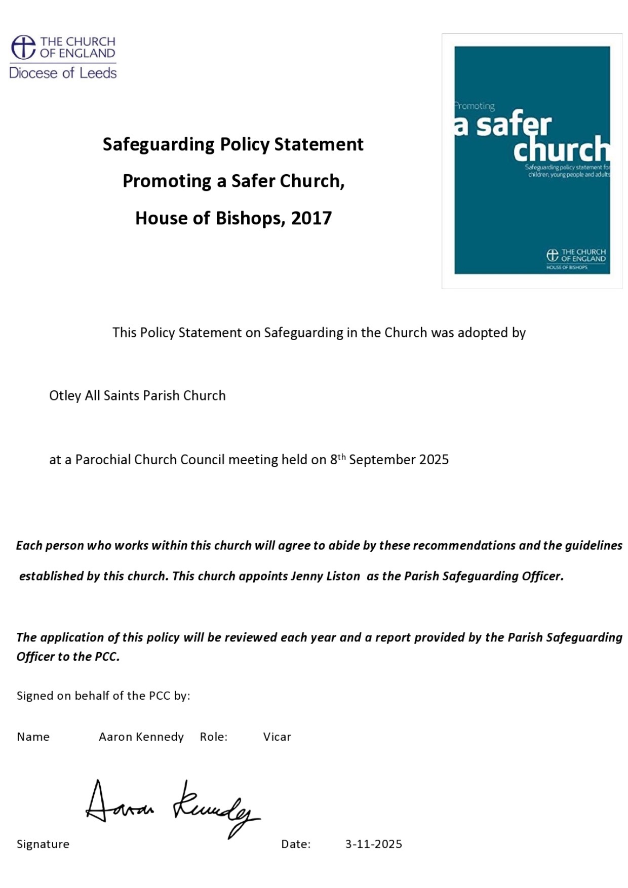 Safeguarding Policy PCC signed